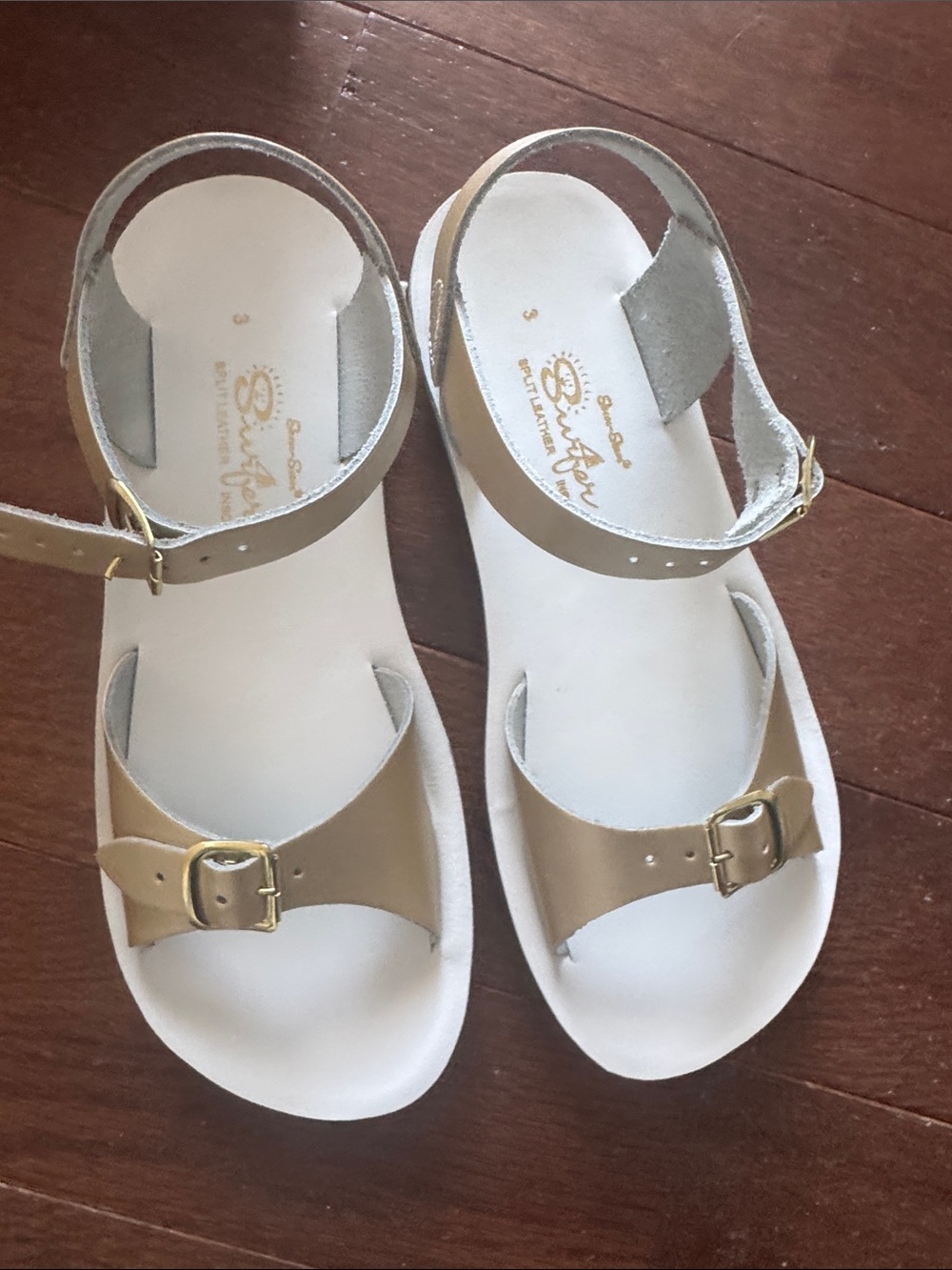 Salt Water Sandals by Hoy Metallic Gold Kids Ankle-Strap Sandals